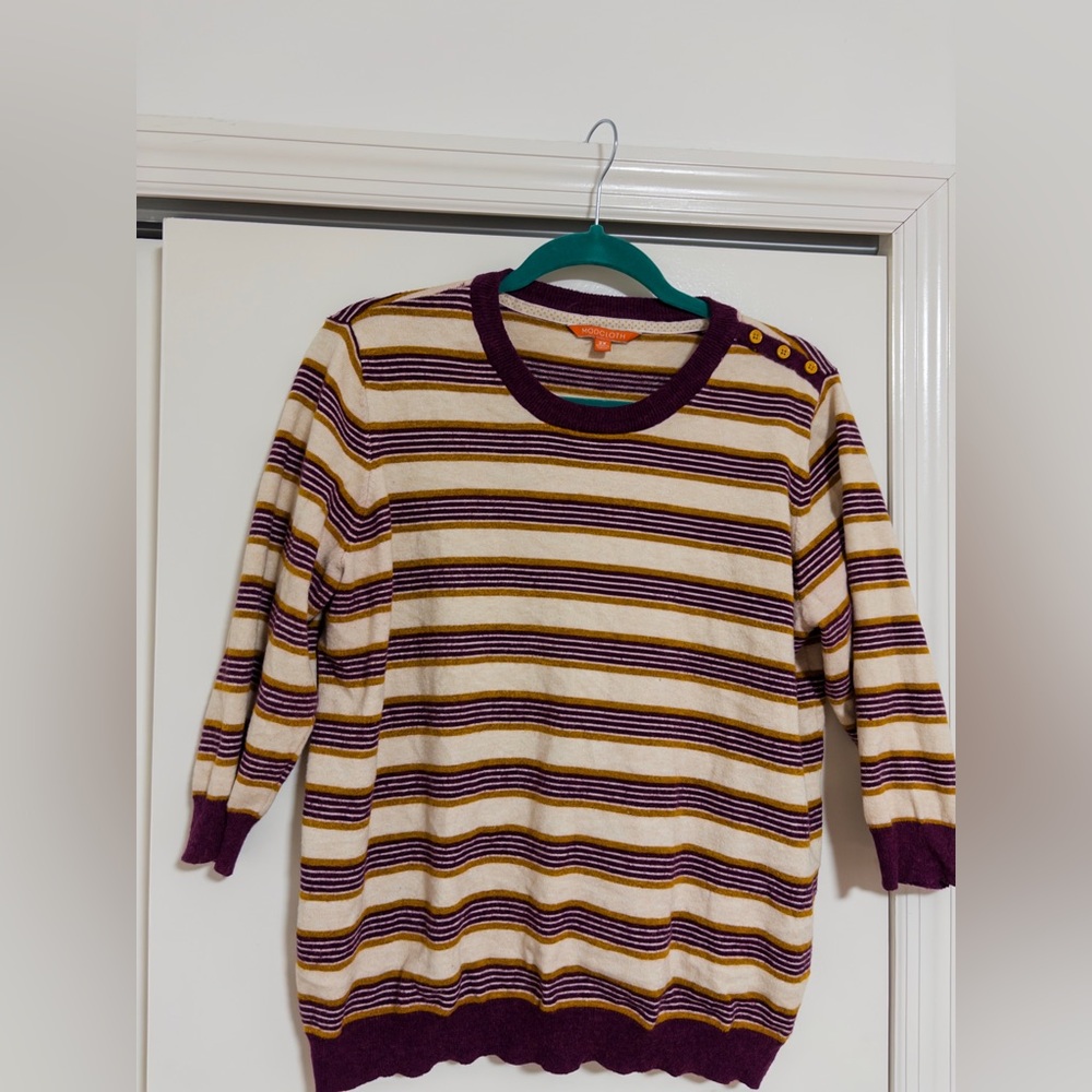 Modcloth Plum and Gold Striped Sweater - 2x